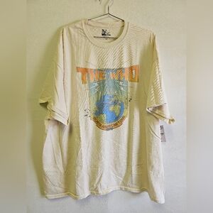 LivyLu THE WHO North American Tour Off White Distressed T-Shirt Sz. 2XL *NWT*